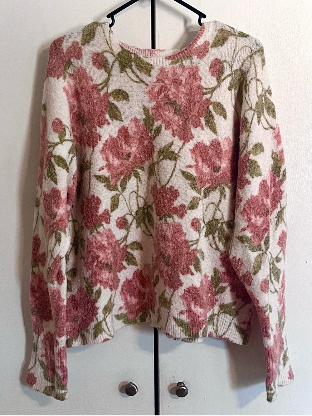 Vintage Floral Knit Sweater Large Romantic Shabby Chic Grandmacore Cottagecore